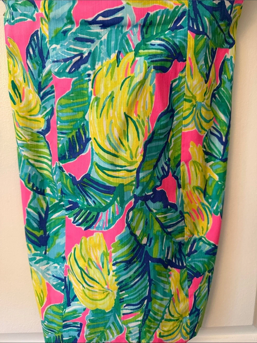 Lilly Pulitzer White Crochet & Pink Tropical Leaf Sundress - Picture 3 of 7